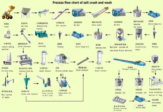 Línea de fabricación de sal de molienda y lavado Capacidad de producción de 1000 toneladas/día